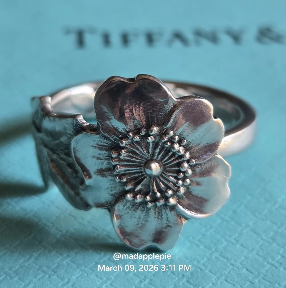 1885 Tiffany & Co. Wild Rose Spoon Ring Floral Motif Collection Size 6 #60
